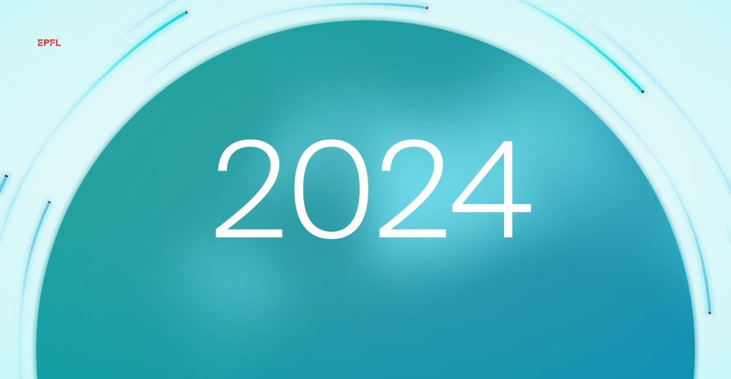 Une grande sphère turquoise avec le chiffre «2024» au centre