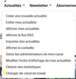 Changer de canal de travail sur actu