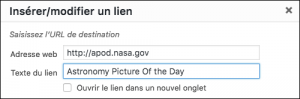 Ajouter un lien vers un site internet