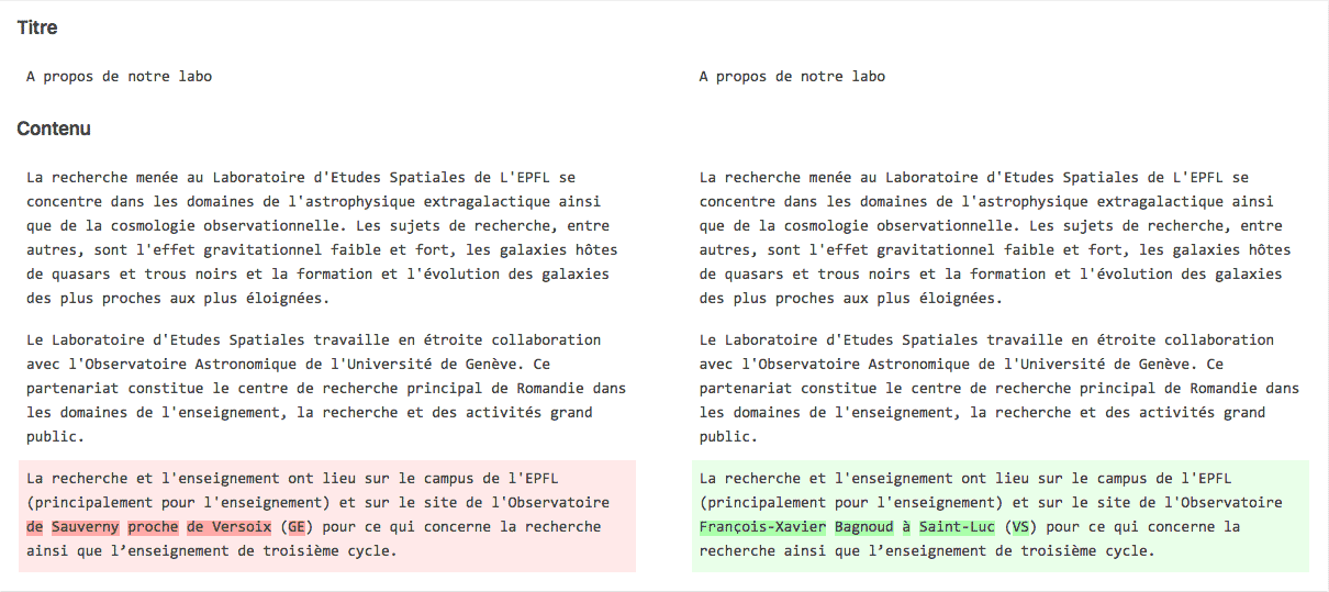 Comparateur de révisions