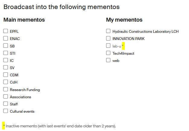 Inactive memento