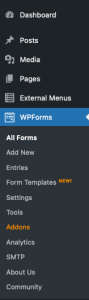 Menu WPForms