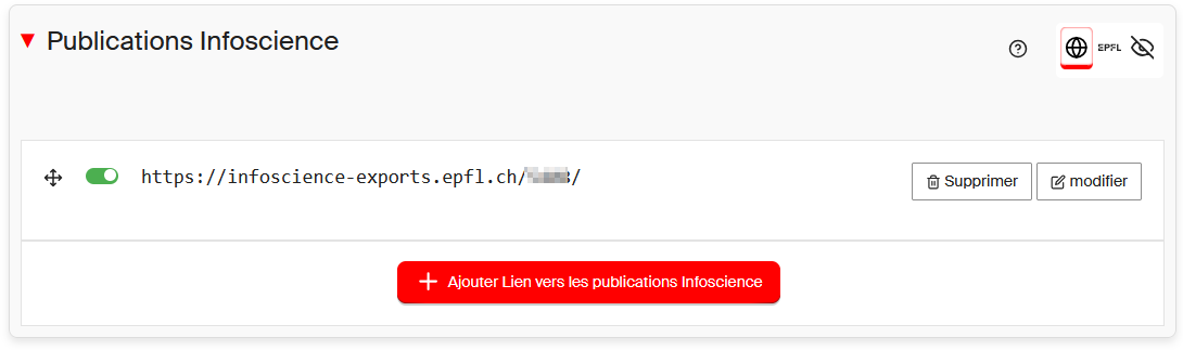Ajouter une collection Infoscience sur son profil people