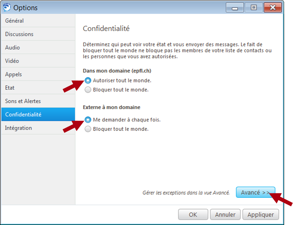 Copie d'écran confidentialité.