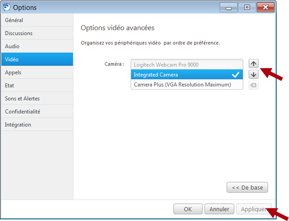Réglages vidéo avancé