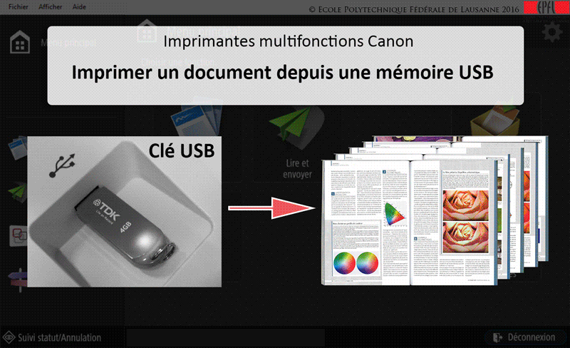 Gif explicatif concernant l'impression via clé USB