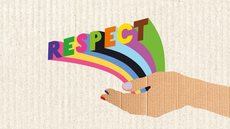 Illustration représentant une main portant le mot Respect