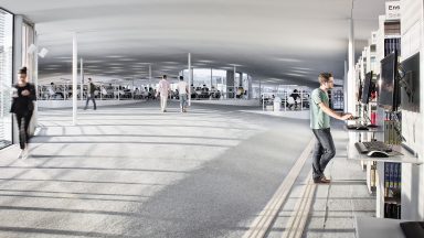 L'intérieur de la bibliothèque du Rolex learning center de l'EPFL